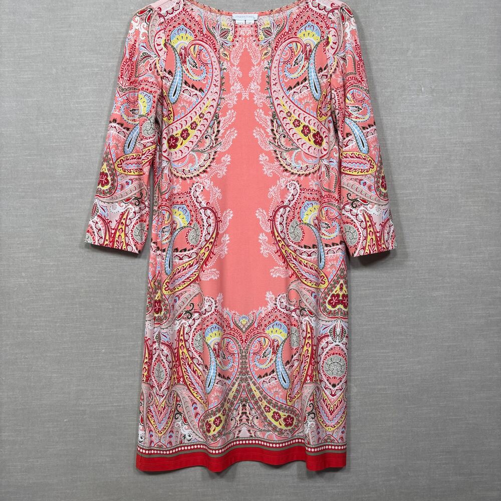 London Times Floral Paisley Dress 4‎ Stretch Feminine Boho Retro Artsy Statement